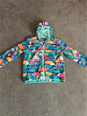 Chubbies Kids Large Colorful Palm Tree Pattern Fleece Hoodie Jacket